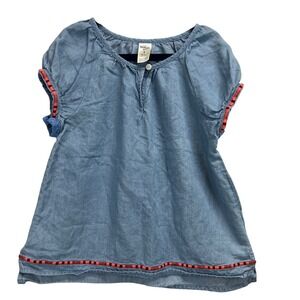 Oshkosh B'gosh Denim Chambray Tunic Top Shirt Girls Sz 6 Embroidered READ